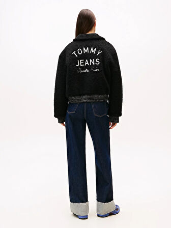 Tommy Hilfiger TJW Teddy Kolej Stili Bomber Kadın Siyah Ceket DW0DW21666BDS
