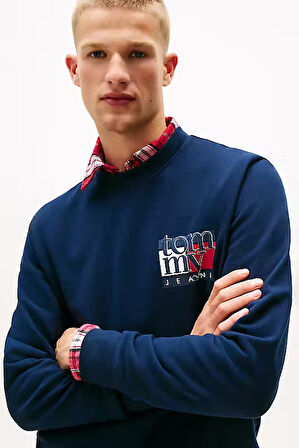 Erkek Regular Fit Bisiklet Yaka Logo Baskılı Sweatshirt - Lacivert | XS