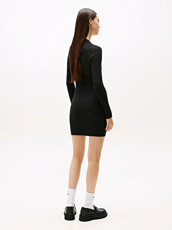 Tommy Hilfiger TJW Yakalı Armalı Kadın Siyah Elbise DW0DW22183BDS