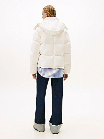 Tommy Hilfiger TJW Alaska Grid Kuş Tüyü Kadın Beyaz Ceket DW0DW21623YBH