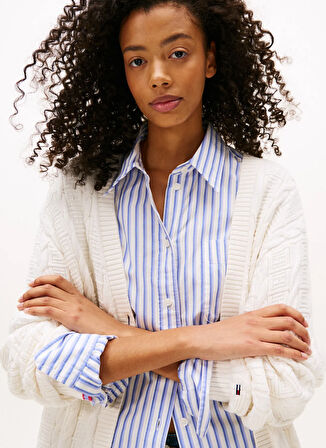 Beyaz Kadın V Standart Hırka DW0DW21681YBH