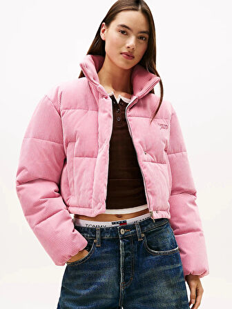 Tommy Hilfiger TJW Kadife Şişme Kadın Pembe Ceket DW0DW21658THC