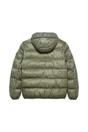 Erkek Kapüşonlu Şişme Mont - Haki | XL