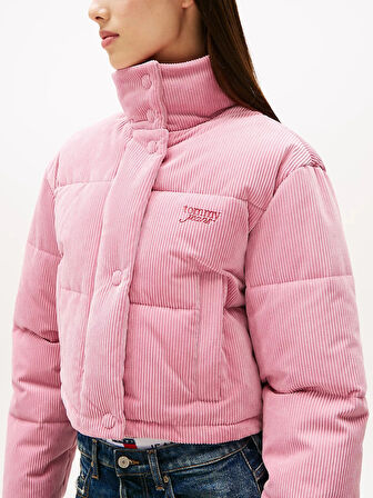 Tommy Hilfiger TJW Kadife Şişme Kadın Pembe Ceket DW0DW21658THC