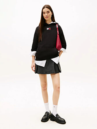 Tommy Hilfiger TJW Rahat Kesim Parti Bayraklı Kadın Siyah Kazak DW0DW21605BDS