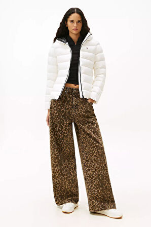 Kadın Dar Kalıp Kapüşonlu Kaz Tüyü Mont - Ekru | XS