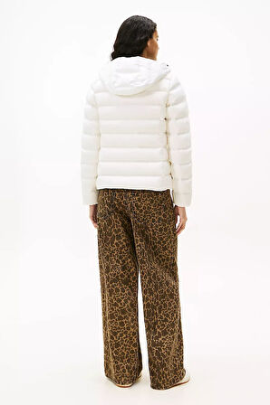 Kadın Dar Kalıp Kapüşonlu Kaz Tüyü Mont - Ekru | XS