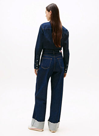 Tommy Jeans Yüksek Bel Düz Paça Standart Koyu Mavi Kadın Denim Pantolon DW0DW217961BK