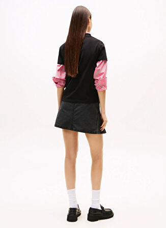 Tommy Jeans Yuvarlak Yaka Baskılı Siyah Kadın T-Shirt DW0DW21964BDS