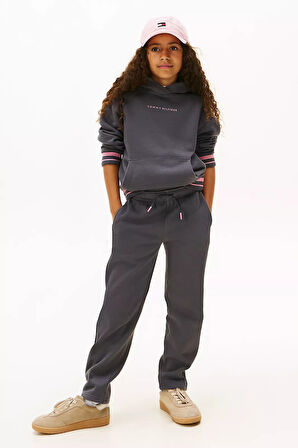 Kız Çocuk Beli Bağcıklı Yazı Logolu Eşofman Altı - Antrasit | 8 Yaş