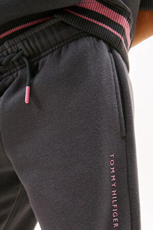 Kız Çocuk Beli Bağcıklı Yazı Logolu Eşofman Altı - Antrasit | 12 Yaş