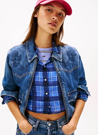 Tommy Jeans Standart Koyu Mavi Kadın Ceket DW0DW215531BK