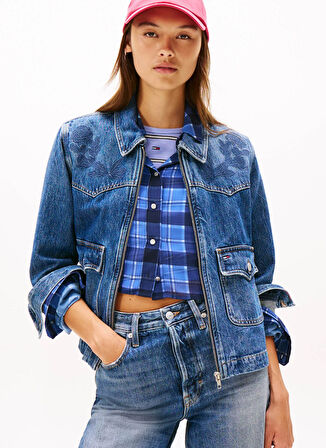 Tommy Jeans Standart Koyu Mavi Kadın Ceket DW0DW215531BK