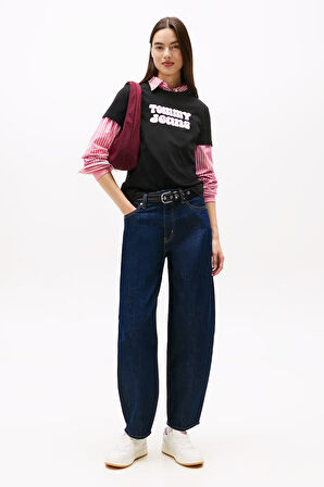 Kadın Regular Fit Grafik Logolu T-Shirt - Siyah | M