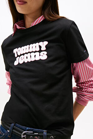 Kadın Regular Fit Grafik Logolu T-Shirt - Siyah | M