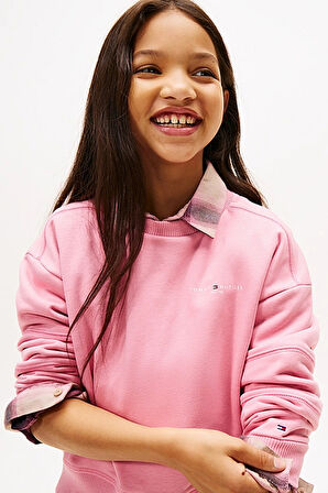 Kız Çocuk Relaxed Fit Mini Crop Sweatshirt ve Tayt Takımı - Pembe | 12 Yaş