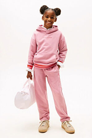 Kız Çocuk Beli Bağcıklı Yazı Logolu Eşofman Altı - Pembe | 10 Yaş