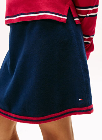 Tommy Hilfiger Lastikli Bel Regular Fit Lacivert Çizgili Diz Üstü Kız Çocuk Etek KG0KG08913C1G