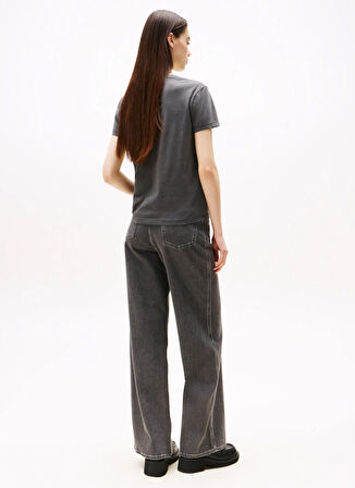 Tommy Jeans Yuvarlak Yaka Baskılı Siyah Kadın T-Shirt DW0DW21966BDS