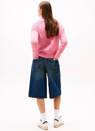 Tommy Jeans Yarım balıkçı Yaka Standart İşlemeli Pembe Kazak Kadın DW0DW21687THC