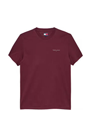 Erkek Slim Fit Bisiklet Yaka Logo Baskılı T-Shirt - Bordo | L