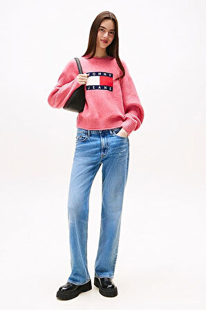 Kadın Regular Fit Grafik Logolu Triko Kazak - Pembe | XS