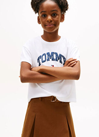 Tommy Hilfiger Baskılı Beyaz Kız Çocuk T-Shirt KG0KG090130K4