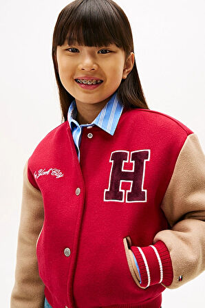 Kız Çocuk Regular Fit Harf Apilkeli Kolej Ceket - Kırmızı | 14 Yaş