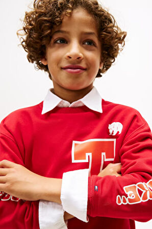 Erkek Çocuk Camp T Harf ve Baskı Detaylı Sweatshirt - Kırmızı | 10 Yaş