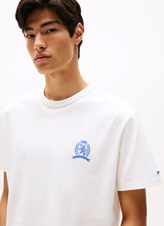 Tommy Jeans Bisiklet Yaka Düz Beyaz Erkek T-Shirt DM0DM21986YBL TJM RLX CREST PLAY TE