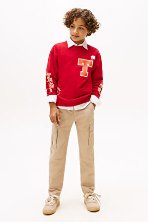 Erkek Çocuk Camp T Harf ve Baskı Detaylı Sweatshirt - Kırmızı | 14 Yaş