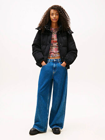 Tommy Hilfiger TJW Kapitone Kadife Şişme Kadın Siyah Ceket DW0DW21668BDS