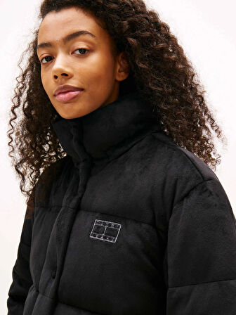 Tommy Hilfiger TJW Kapitone Kadife Şişme Kadın Siyah Ceket DW0DW21668BDS