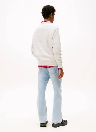 Tommy Jeans Bisiklet Yaka Açık Gri Erkek Sweatshırt DM0DM22087P09 TJM RLX BOUCLE FNT PL