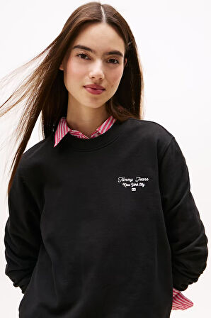 Kadın Regular Fit Nakış Logolu Sweatshirt - Siyah | L