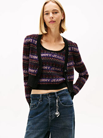 Tommy Hilfiger TJW Fairisle Desenli Kadın Siyah Kazak DW0DW21691BDS