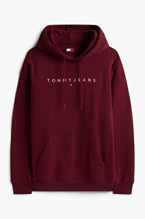 Erkek TJM Regular Linear Logo Kapüşonlu Sweatshirt -  Bordo | M