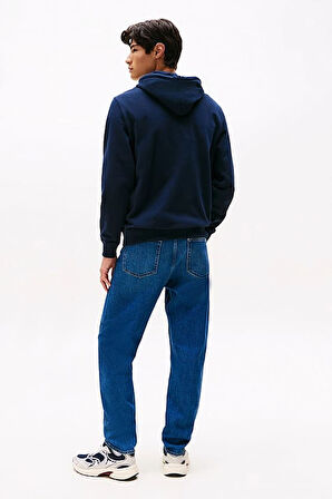 Erkek Logo Baskılı Kapüşonlu Sweatshirt – Lacivert | XS