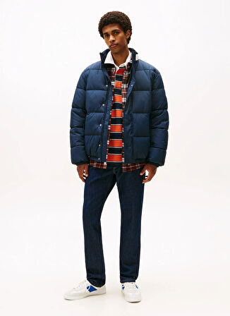 Tommy Jeans Lacivert Erkek Mont DM0DM22041C1G TJM DNA COLLAR PUFFR