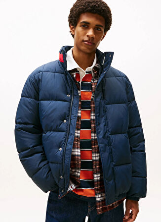 Tommy Jeans Lacivert Erkek Mont DM0DM22041C1G TJM DNA COLLAR PUFFR