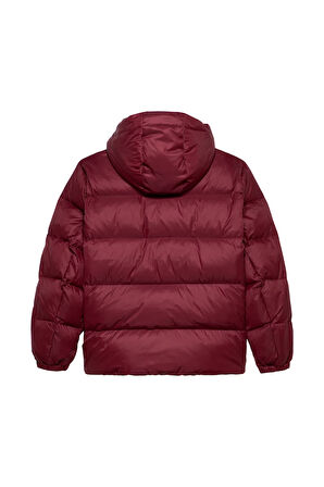 Erkek Kapüşonlu Kaz Tüyü Dolgulu Şişme Mont - Bordo | M