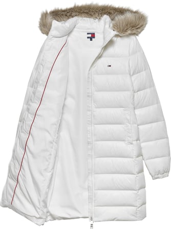 TOMMY HILFIGER Kadın Marka Logolu Kapüşonlu Şık Görünümlü Full Fermuarlı Günlük Kullanıma Uygun Beyaz1 Mont DW0DW18864 YBL