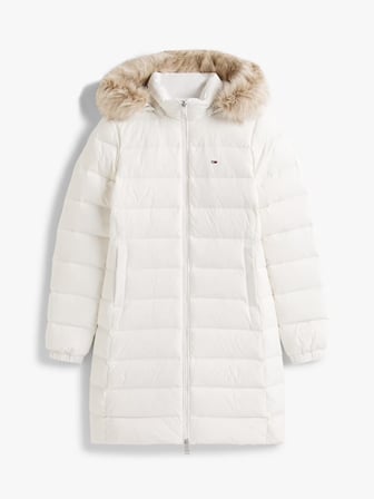 TOMMY HILFIGER Kadın Marka Logolu Kapüşonlu Şık Görünümlü Full Fermuarlı Günlük Kullanıma Uygun Beyaz1 Mont DW0DW18864 YBL