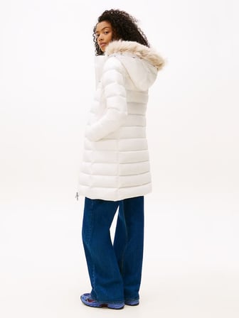 TOMMY HILFIGER Kadın Marka Logolu Kapüşonlu Şık Görünümlü Full Fermuarlı Günlük Kullanıma Uygun Beyaz1 Mont DW0DW18864 YBL