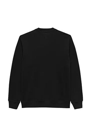 Erkek Logo Baskılı Bisiklet Yaka Sweatshirt - Siyah | S