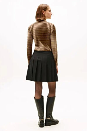Tommy Hilfiger Zamansız Yün Pileli Mini Kadın Etek WW0WW48354BDS