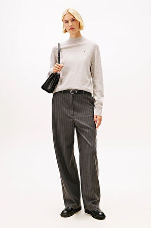 Kadın Kaşmir Karışımlı Yarım Balıkçı Yaka Triko Kazak - Gri | XS