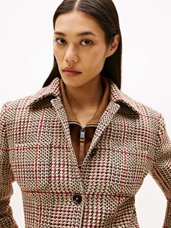 Tommy Hilfiger Sezonluk Dokulu Kadın Kadın Gri Blazer Ceket WW0WW466560OG