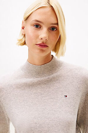 Kadın Kaşmir Karışımlı Yarım Balıkçı Yaka Triko Kazak - Gri | M