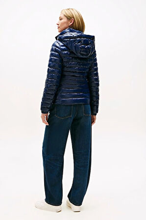 Kadın Slim Fit Kapüşonlu Şişme Mont - Lacivert | S